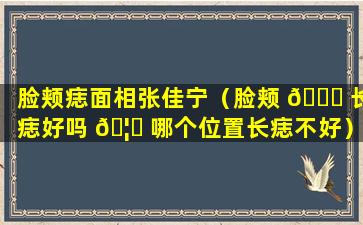 脸颊痣面相张佳宁（脸颊 🐛 长痣好吗 🦁 哪个位置长痣不好）